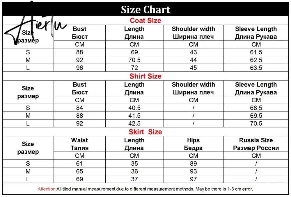 Aiertu Sets for Women 2 Pieces Autumn Suit Coat Waist Slim Fit Suit Wrap Hip Skirt Sets Shirt Elegant Women's Sets Temperament Korea Aiertu