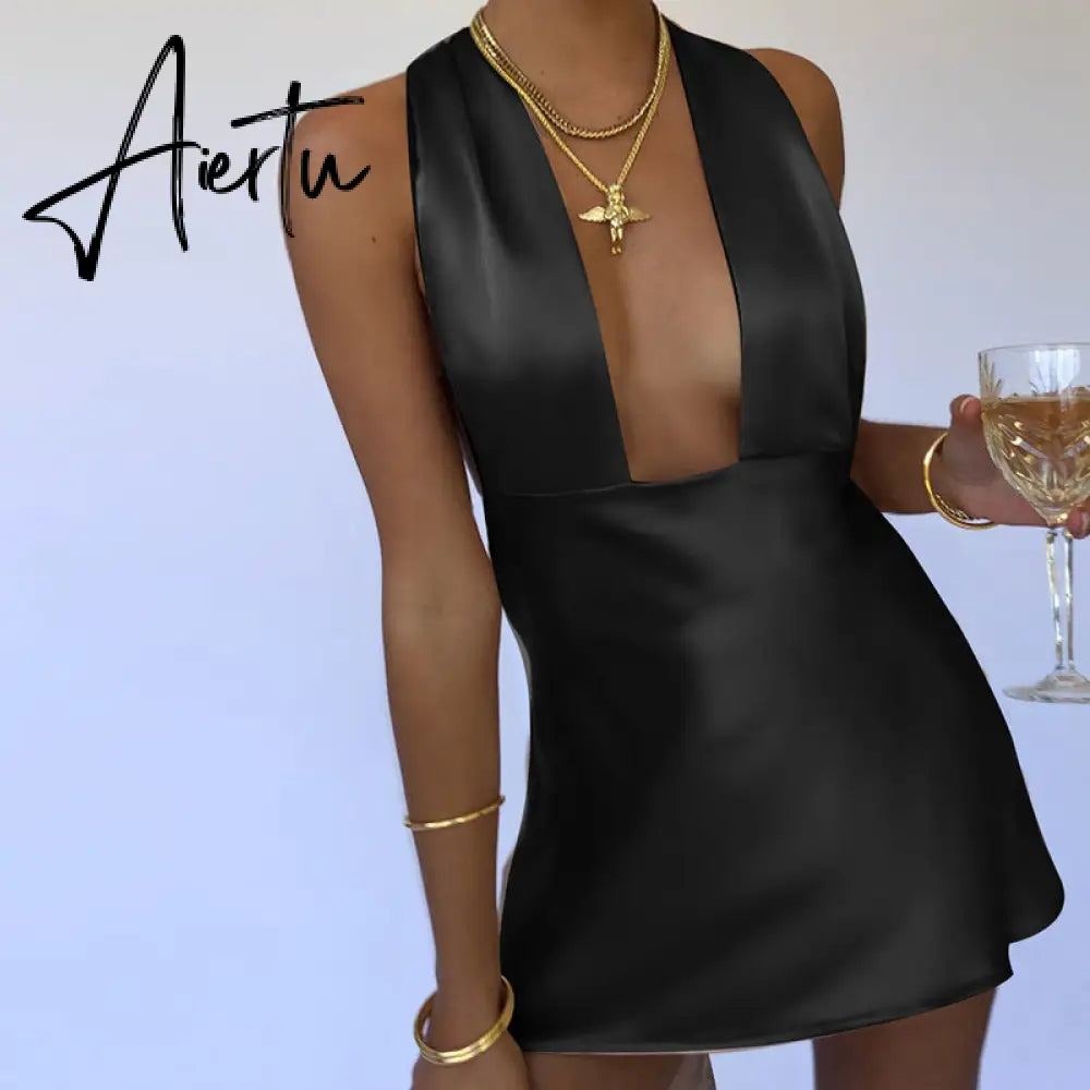 Aiertu  Sexy Hollow Out Bandage Women Dress White Asymmetrical High Waist Mini Dress Women Spring Skinny Fashion Streetwear Aiertu