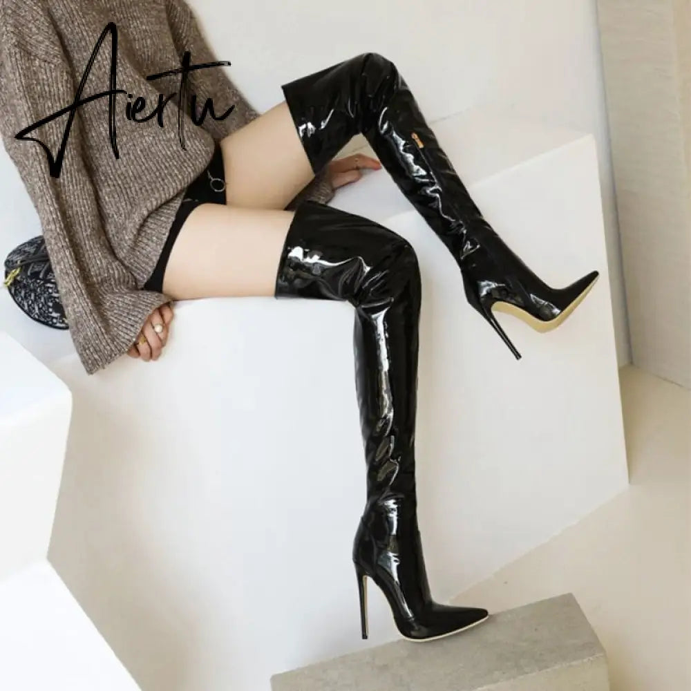 Aiertu Sexy Over The Knee Boots Women High Heels Shoes Soft Leather Autumn Winter Knight Boots Oversized Aiertu