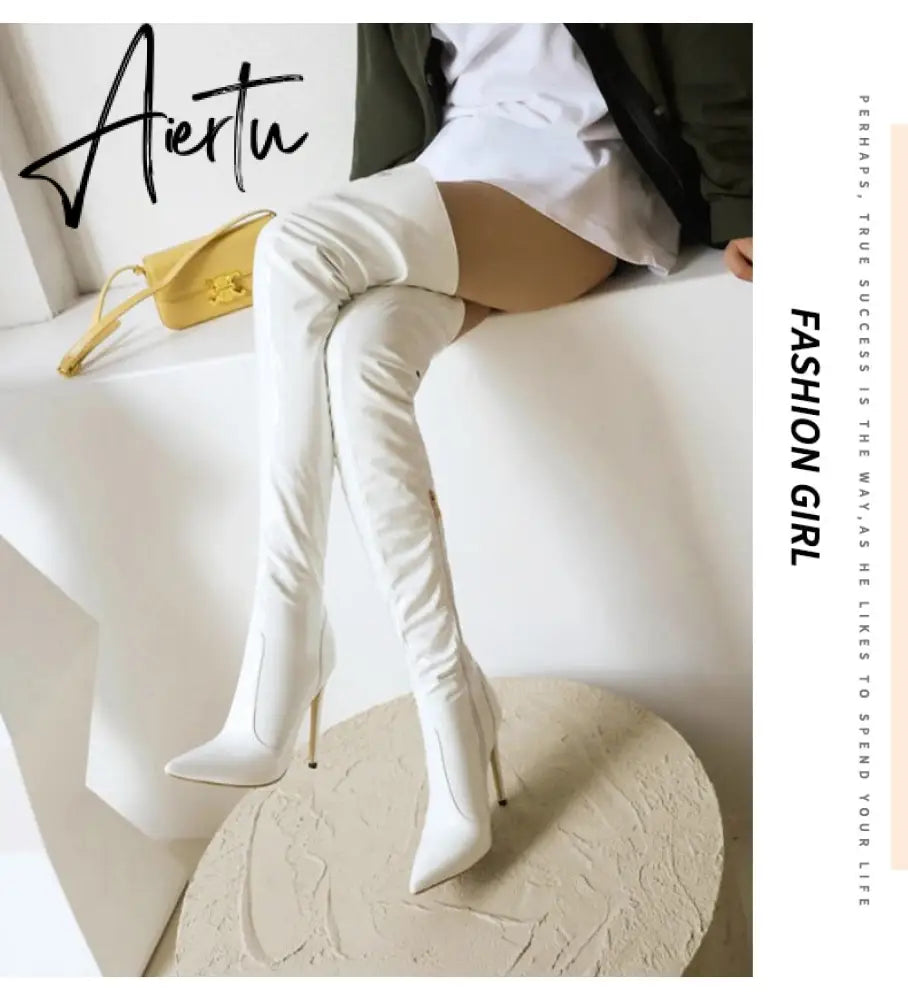 Aiertu Sexy Over The Knee Boots Women High Heels Shoes Soft Leather Autumn Winter Knight Boots Oversized Aiertu