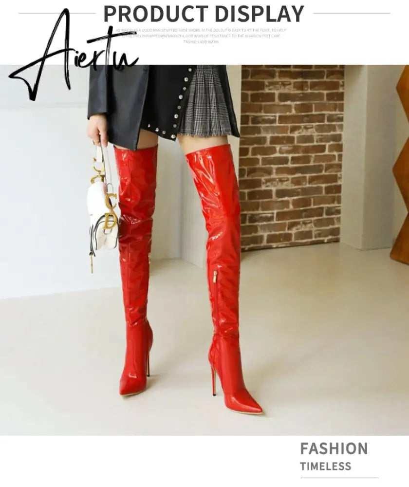 Aiertu Sexy Over The Knee Boots Women High Heels Shoes Soft Leather Autumn Winter Knight Boots Oversized Aiertu