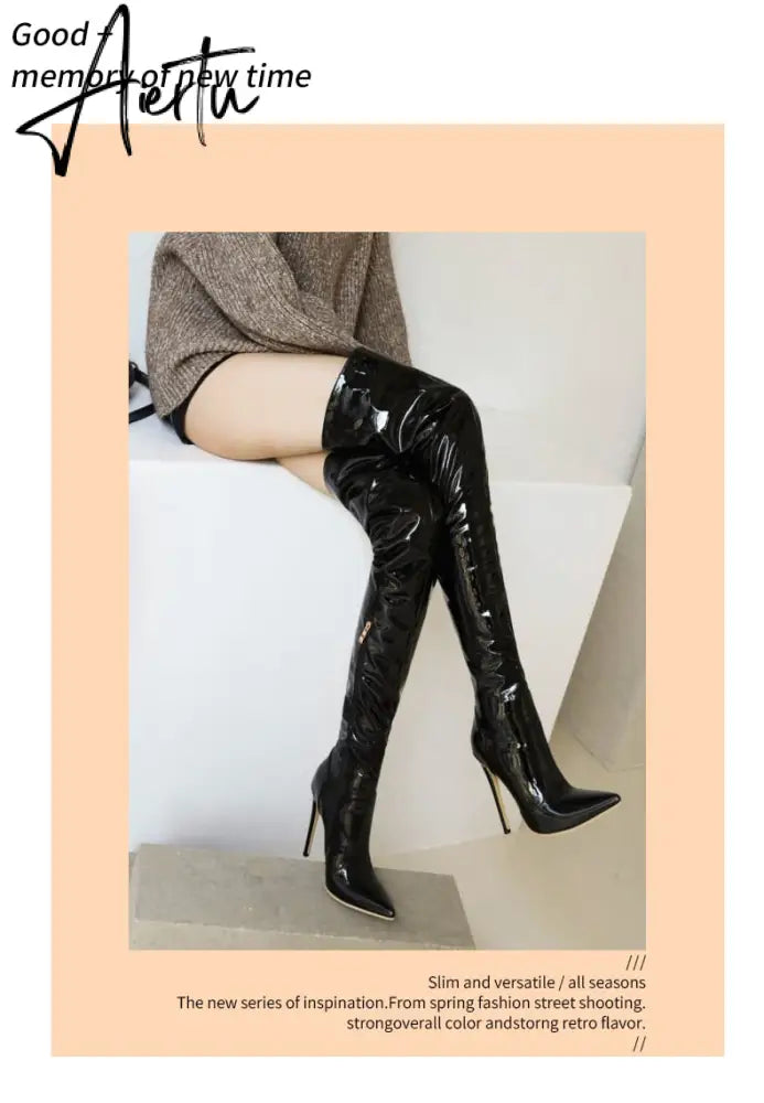 Aiertu Sexy Over The Knee Boots Women High Heels Shoes Soft Leather Autumn Winter Knight Boots Oversized Aiertu