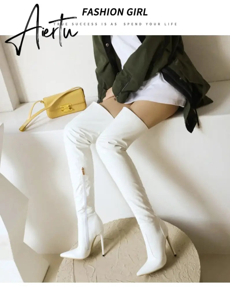 Aiertu Sexy Over The Knee Boots Women High Heels Shoes Soft Leather Autumn Winter Knight Boots Oversized Aiertu