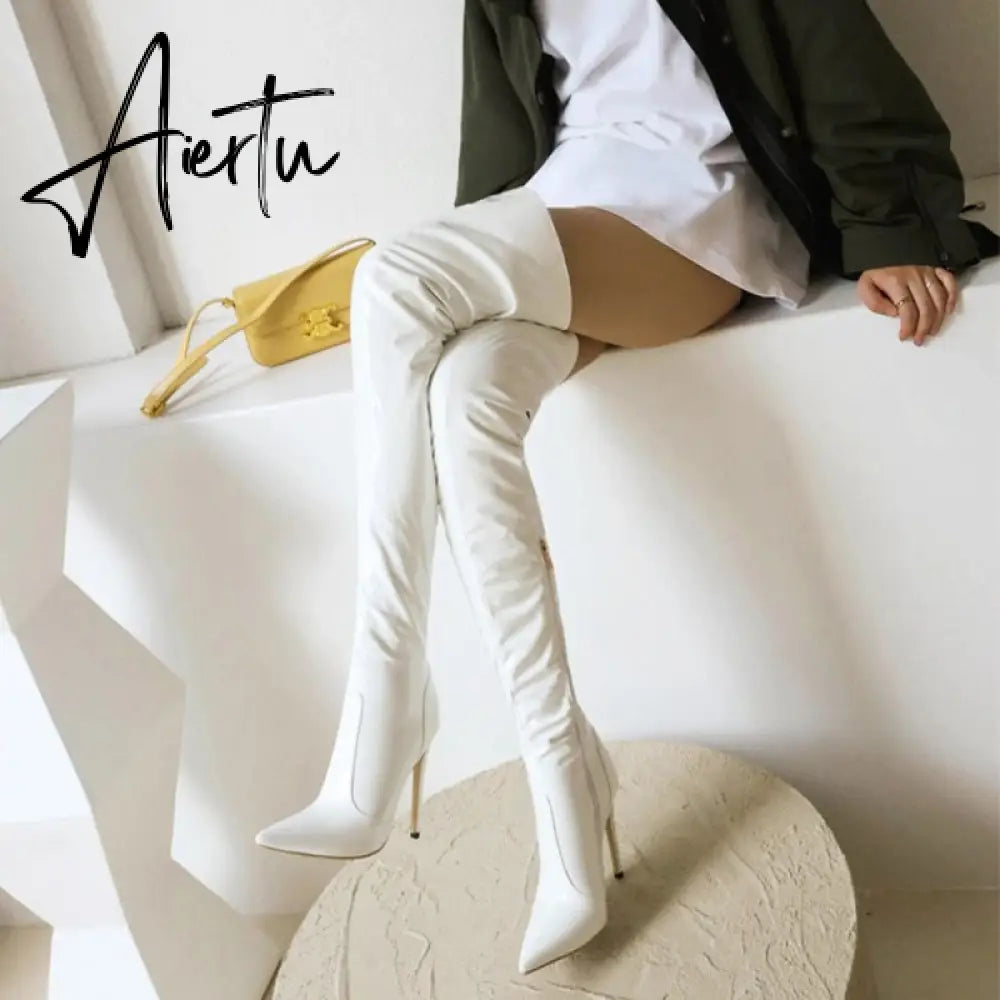Aiertu Sexy Over The Knee Boots Women High Heels Shoes Soft Leather Autumn Winter Knight Boots Oversized Aiertu