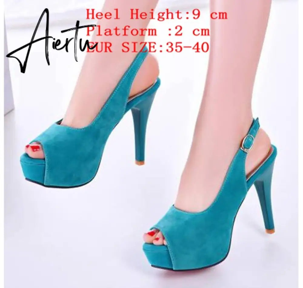 Aiertu Sexy Women Dress Pumps Wedding Fetish Shoe 16CM High Heels Peep toe Platform Patent Leather Nighclub Shoes Women Black Pumps Aiertu