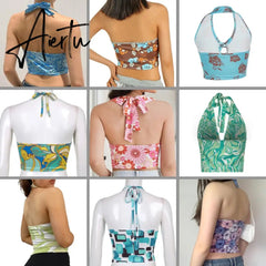 Aiertu Sexy Women Floral Print Vest Tops Summer Ladies Backless Sleeveless Halter Tank Multiple Styles Casual Camisole Aiertu