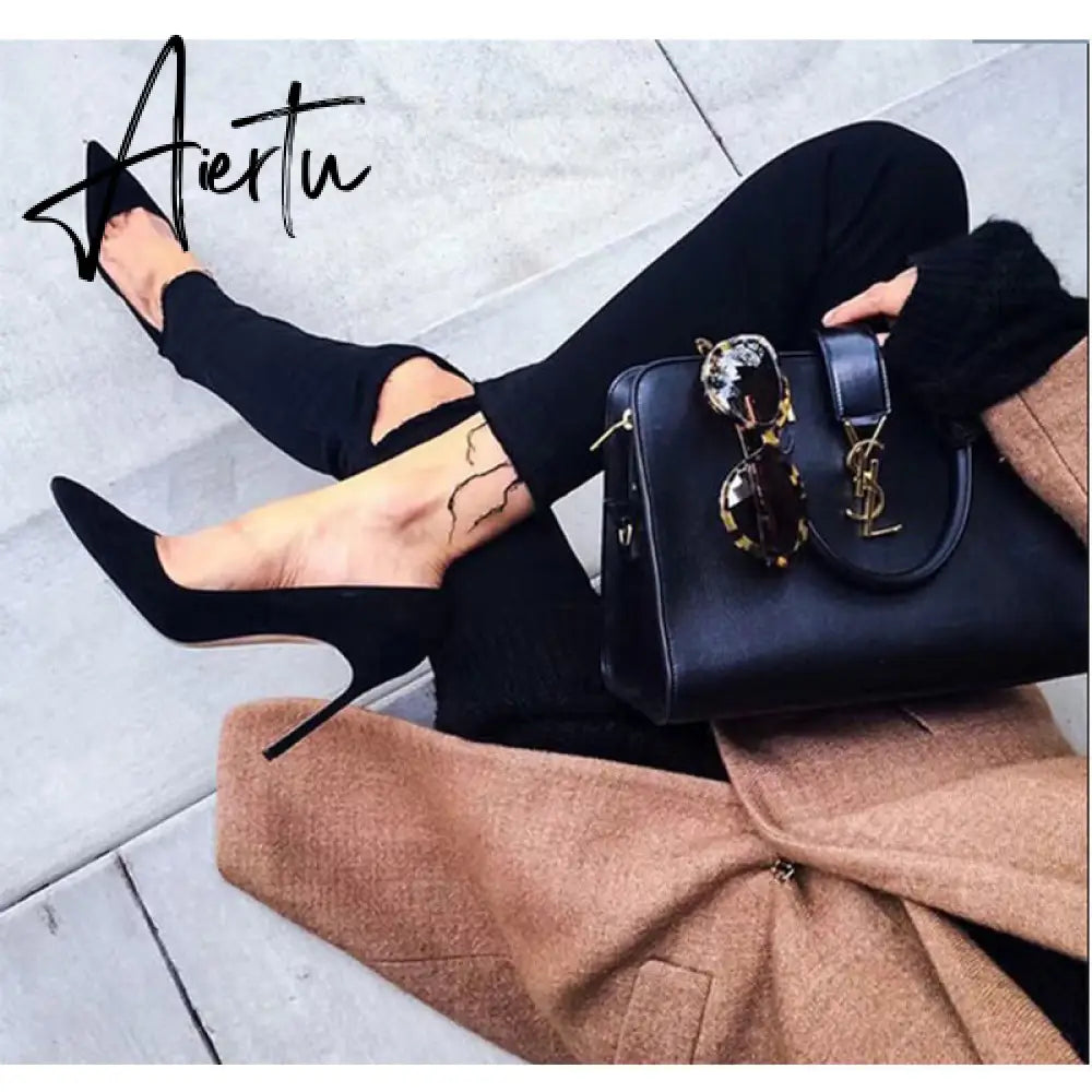 Aiertu Sexy Women Pumps Spring/Autumn High heels Pointed Toe black Wedding Shoes Sexy High Heel shoes for Women Pumps Aiertu