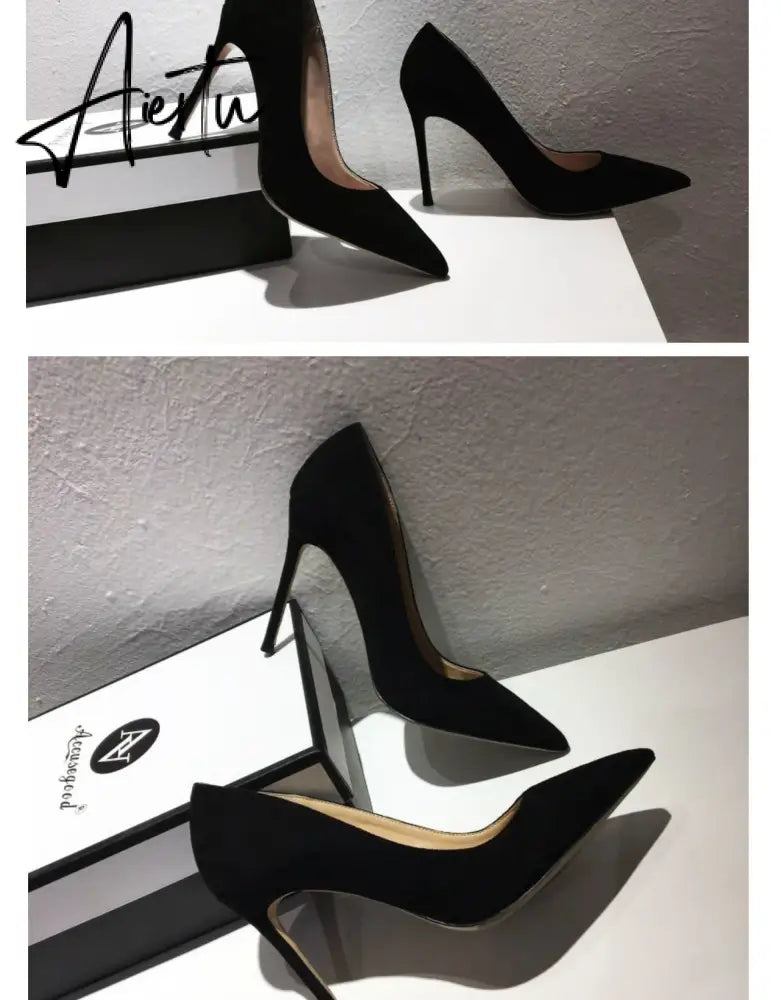 Aiertu Sexy Women Pumps Spring/Autumn High heels Pointed Toe black Wedding Shoes Sexy High Heel shoes for Women Pumps Aiertu