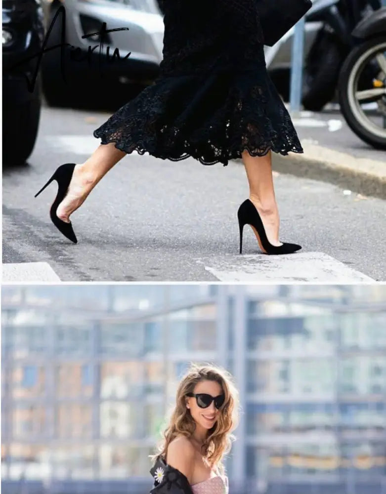 Aiertu Sexy Women Pumps Spring/Autumn High heels Pointed Toe black Wedding Shoes Sexy High Heel shoes for Women Pumps Aiertu