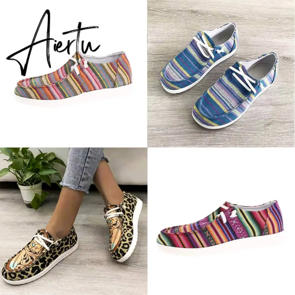 Aiertu Shoes Women Comfortable Flat Slip On Mujer Zapatillas Summer Vulcanize Canvas Sneakers Mocassin Female Aiertu