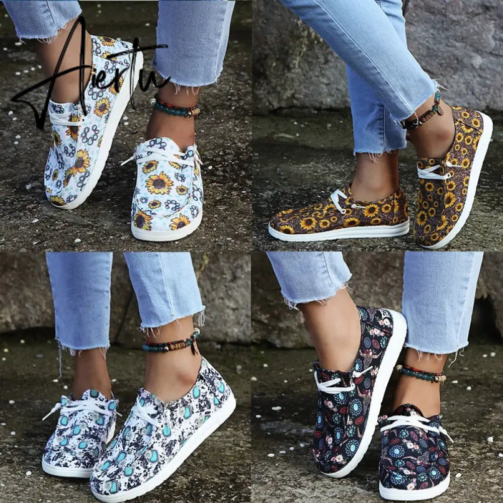 Aiertu Shoes Women Comfortable Flat Slip On Mujer Zapatillas Summer Vulcanize Canvas Sneakers Mocassin Female Aiertu