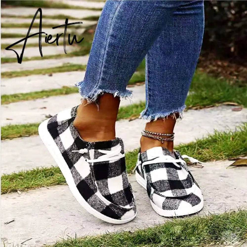 Aiertu Shoes Women Comfortable Flat Slip On Mujer Zapatillas Summer Vulcanize Canvas Sneakers Mocassin Female Aiertu