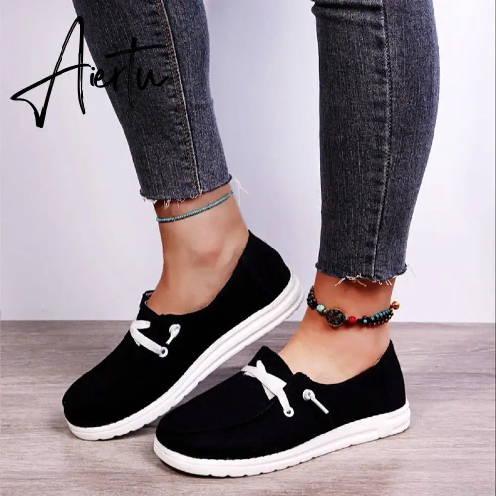 Aiertu Shoes Women Comfortable Flat Slip On Mujer Zapatillas Summer Vulcanize Canvas Sneakers Mocassin Female Aiertu