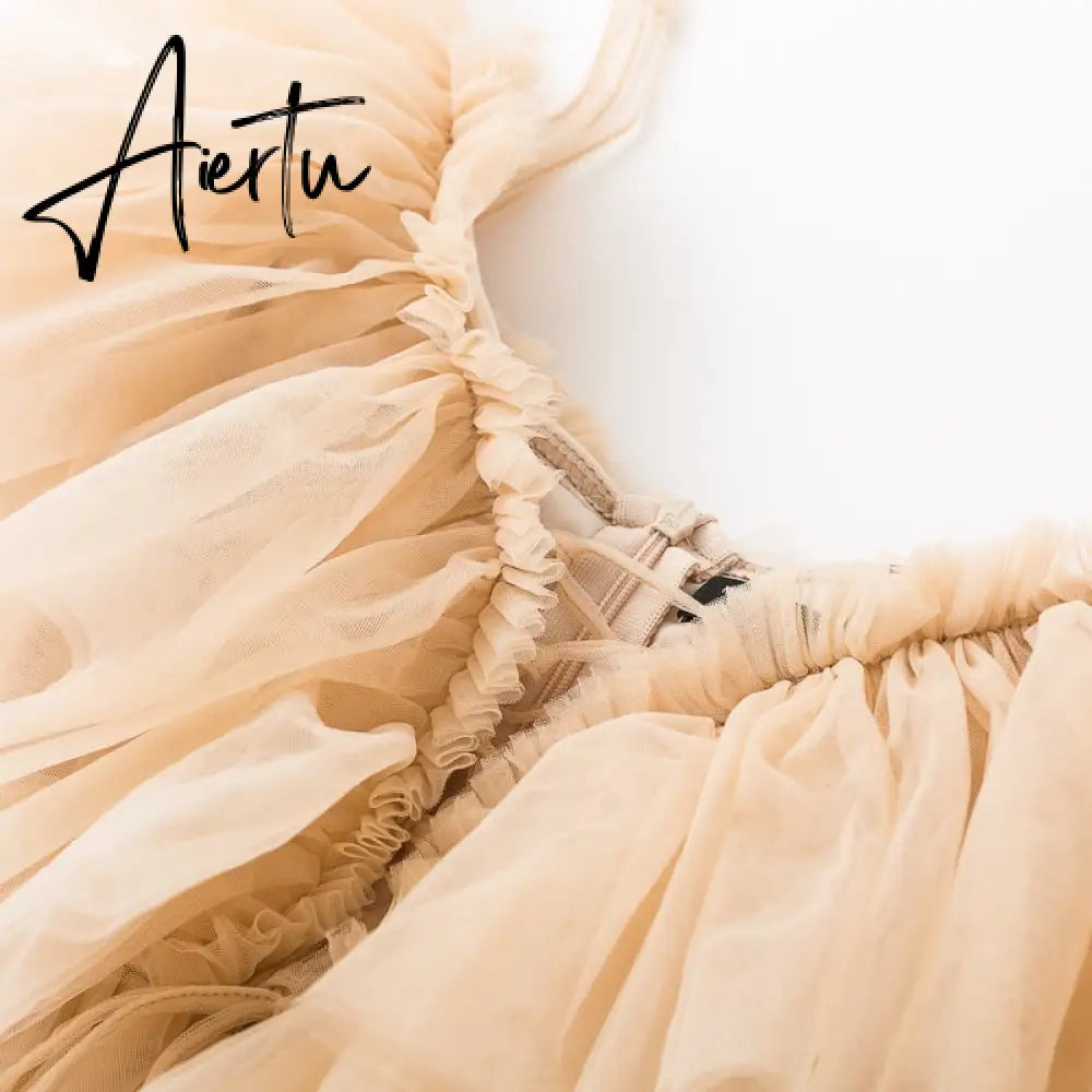 Aiertu Simplee V-neck mesh lace up sexy blouse summer women Strap boho ruffle cold shouler elegant tops Tulle see through casual shirt Aiertu