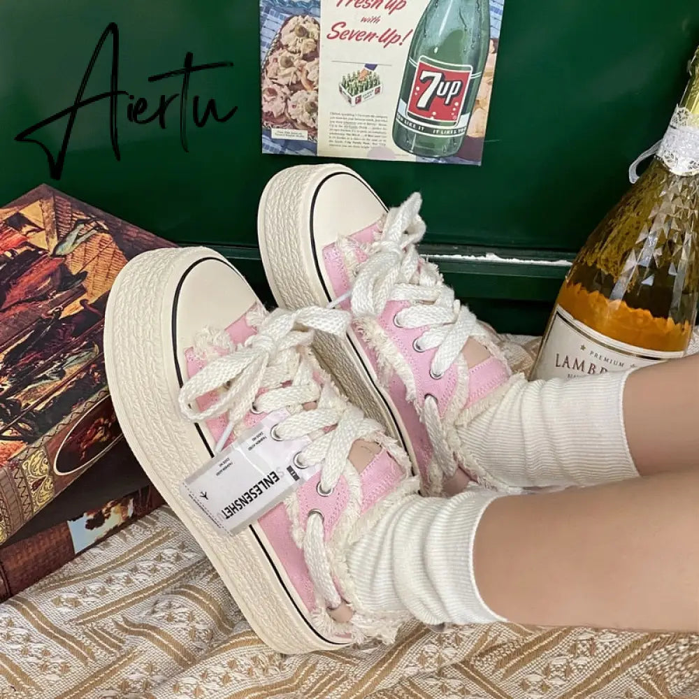 Aiertu  Small Fragrance Canvas Shoes Women Thin Spring New Ins Tide Korean Version Beggar Shoes Small White Shoes Skateboard Shoes Aiertu