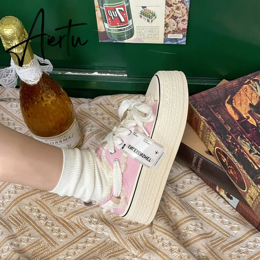 Aiertu  Small Fragrance Canvas Shoes Women Thin Spring New Ins Tide Korean Version Beggar Shoes Small White Shoes Skateboard Shoes Aiertu