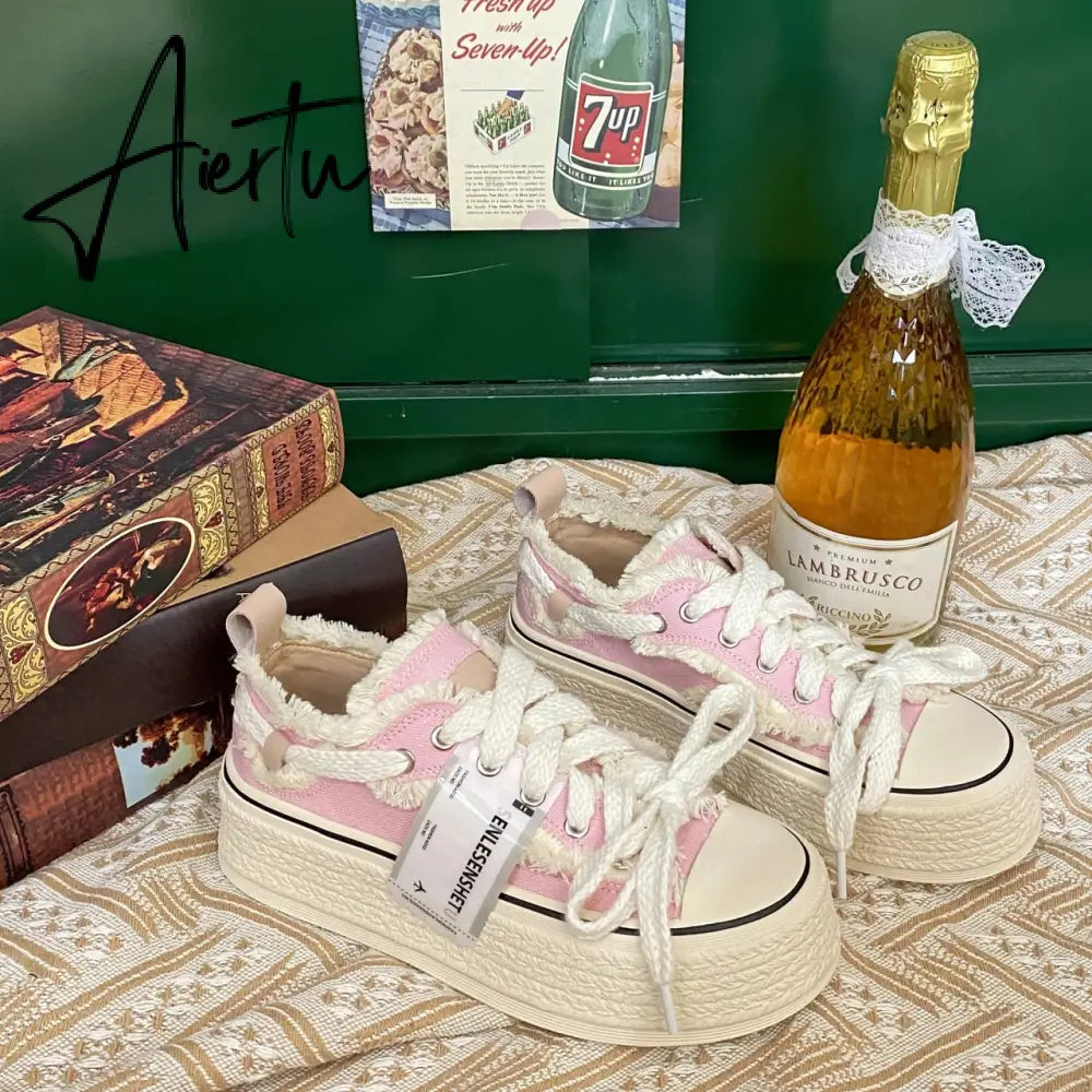 Aiertu  Small Fragrance Canvas Shoes Women Thin Spring New Ins Tide Korean Version Beggar Shoes Small White Shoes Skateboard Shoes Aiertu