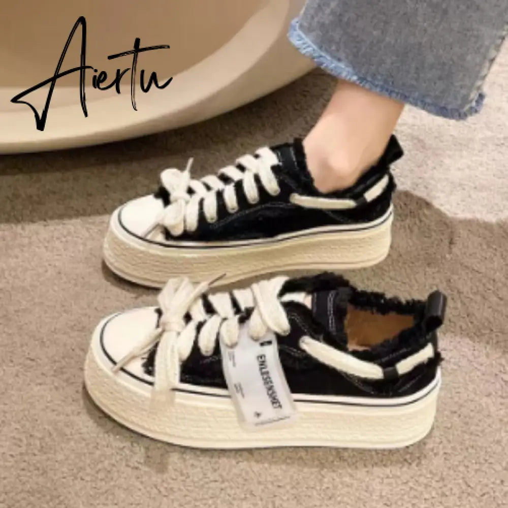 Aiertu  Small Fragrance Canvas Shoes Women Thin Spring New Ins Tide Korean Version Beggar Shoes Small White Shoes Skateboard Shoes Aiertu