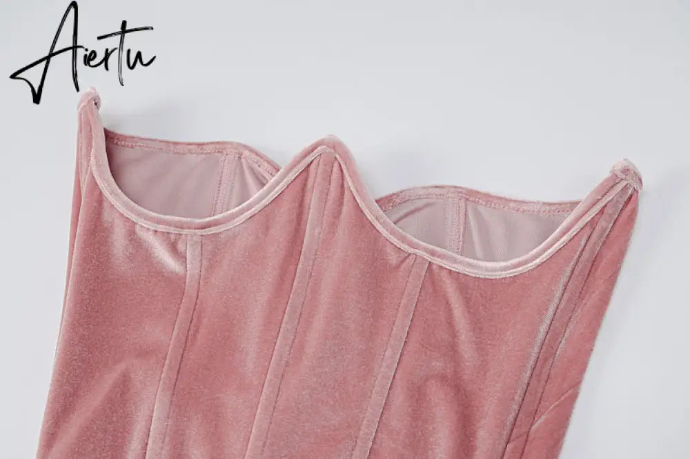 Aiertu  Solid Velvet With Corset Gloves Sexy Bodycon Jumpsuit Summer Fall Slim Party Club Elegant Streetwear Outfit Y2K Aiertu
