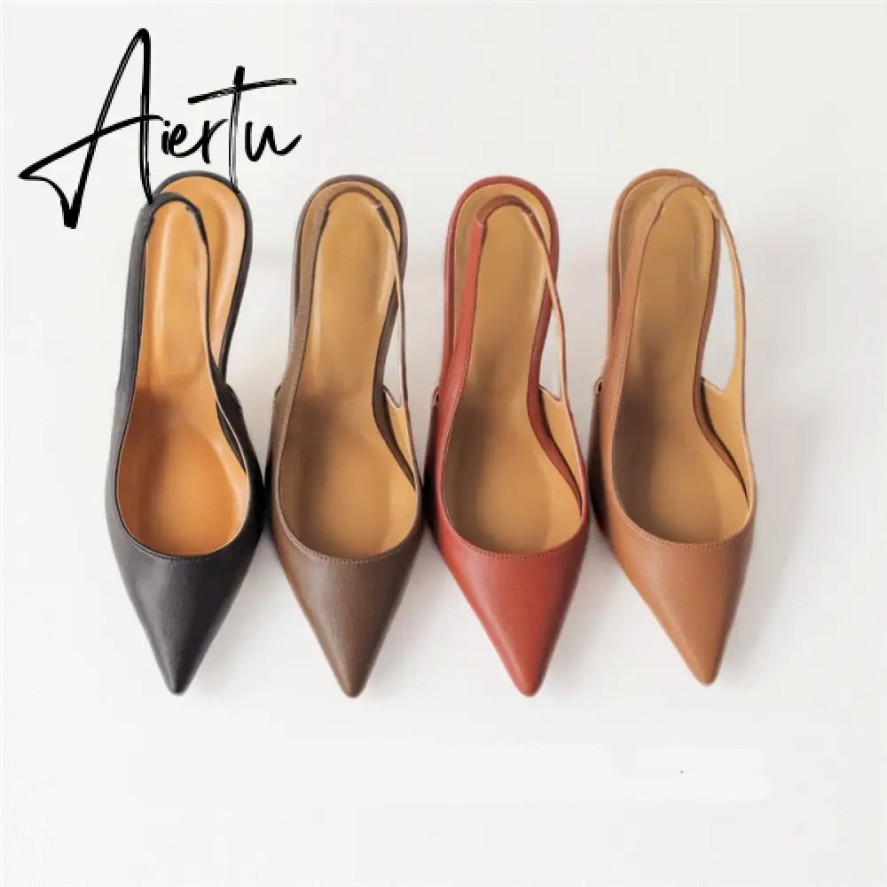 Aiertu Spring Autumn Shallow Mouth Pumps Sexy Pointed Toe Back Buckle High Heels Pumps Summer Sandals 8 CM 6 CM Women Shoes Aiertu