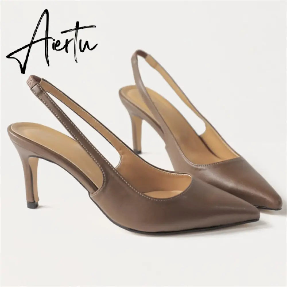 Aiertu Spring Autumn Shallow Mouth Pumps Sexy Pointed Toe Back Buckle High Heels Pumps Summer Sandals 8 CM 6 CM Women Shoes Aiertu