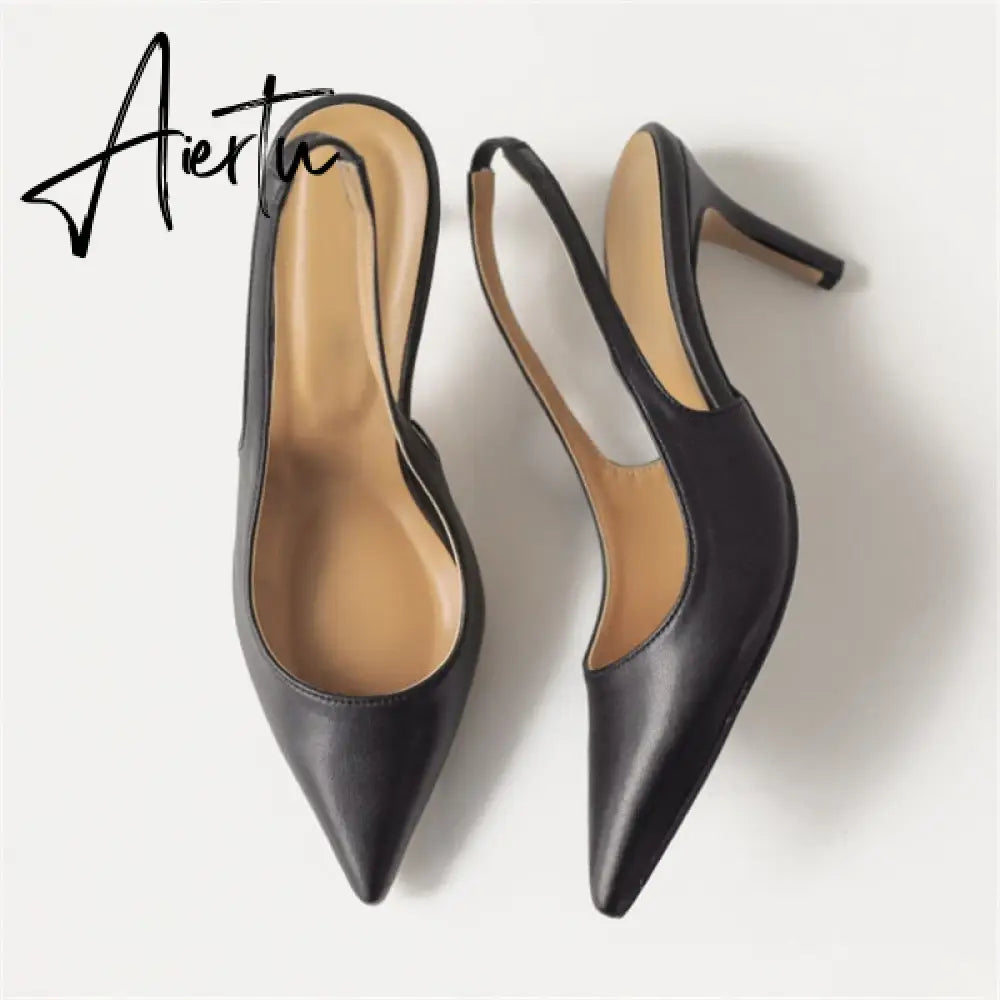 Aiertu Spring Autumn Shallow Mouth Pumps Sexy Pointed Toe Back Buckle High Heels Pumps Summer Sandals 8 CM 6 CM Women Shoes Aiertu