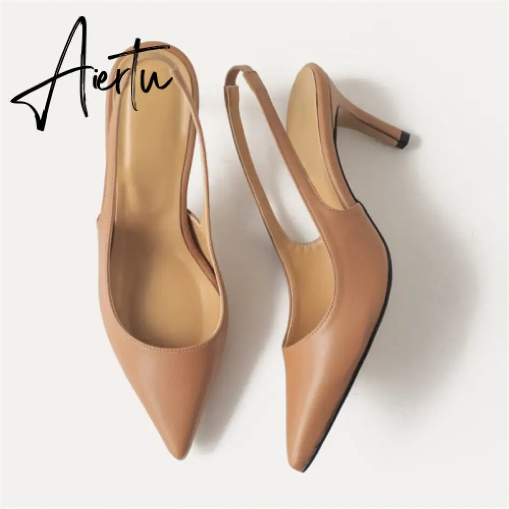 Aiertu Spring Autumn Shallow Mouth Pumps Sexy Pointed Toe Back Buckle High Heels Pumps Summer Sandals 8 CM 6 CM Women Shoes Aiertu