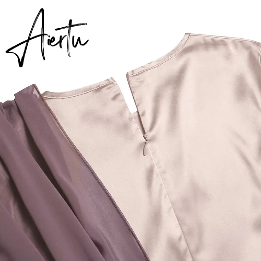 Aiertu Spring Fashion Solid Sundress Women Casual Long Sleeve O Neck Kaftan Elegant Party Hijab Dress Islamic Clothing Robe Aiertu