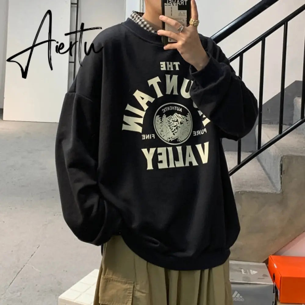 Aiertu Spring Men Casual Sweatshirts Harajuku 1997 Printed Men Oversized Hoodies  Korean Man Casual Loose Pullovers Aiertu