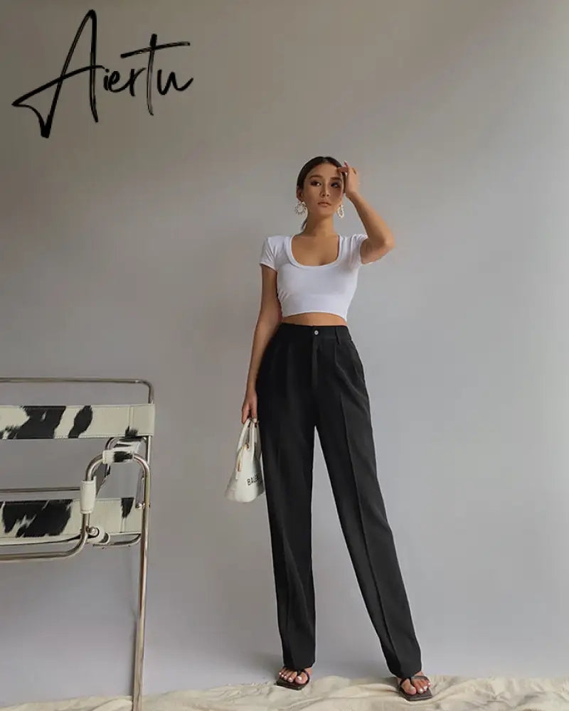 Aiertu Spring New Office Lady High Quality Elegant Casual Fashion Wide Leg Woman Female Pants Hot Sales Aiertu