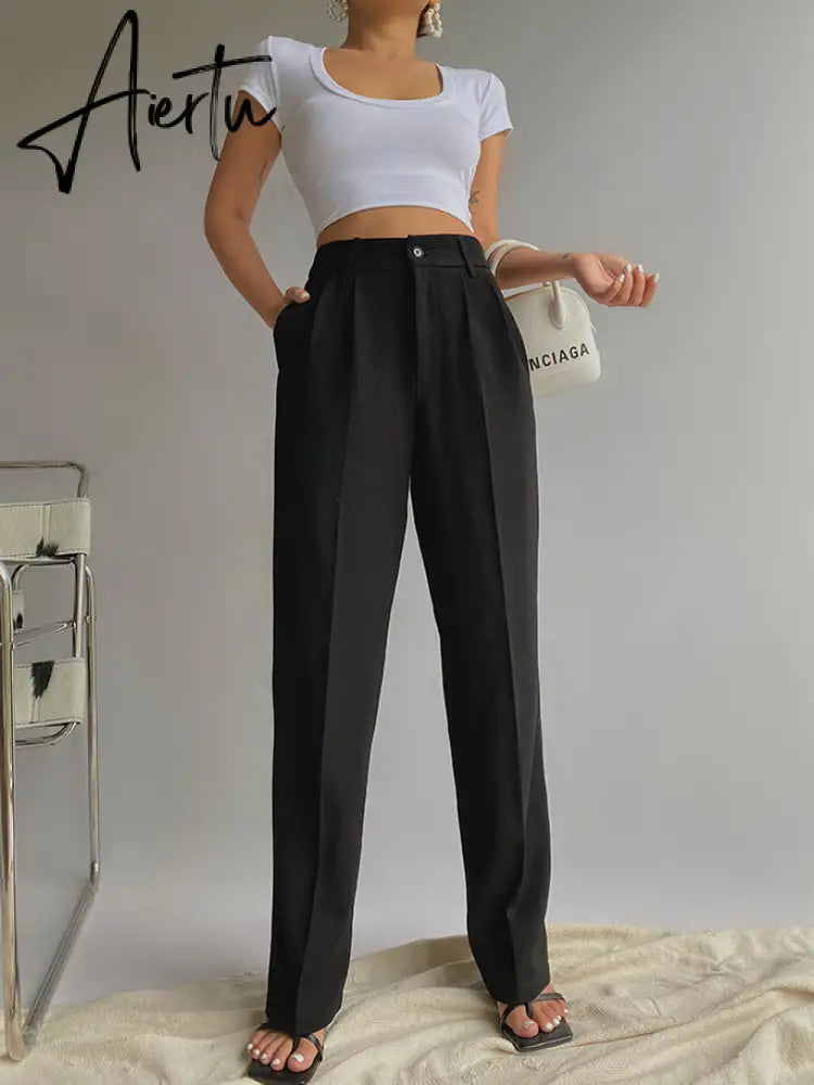 Aiertu Spring New Office Lady High Quality Elegant Casual Fashion Wide Leg Woman Female Pants Hot Sales Aiertu