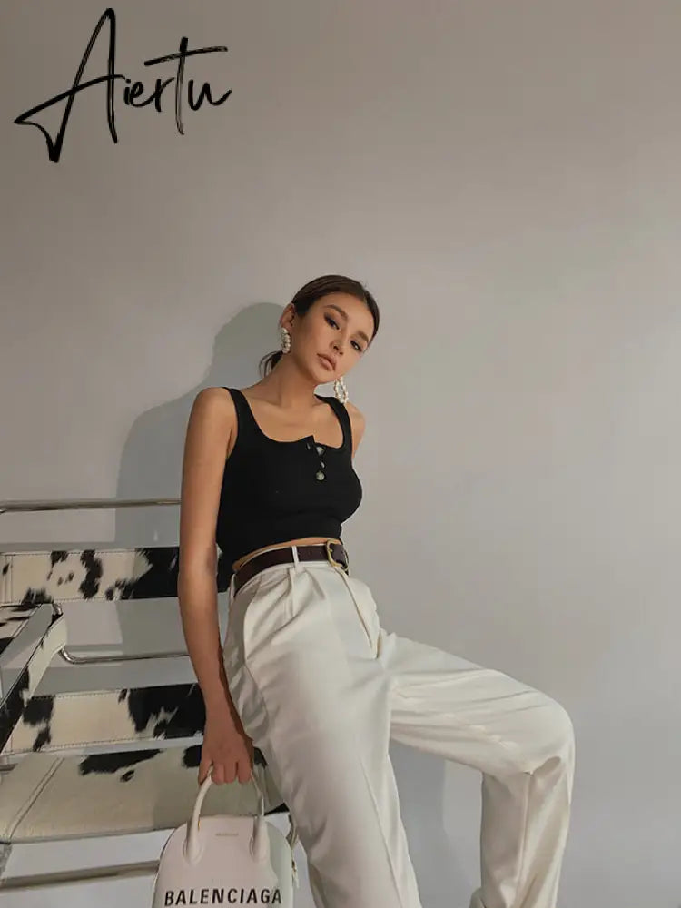 Aiertu Spring New Office Lady High Quality Elegant Casual Fashion Wide Leg Woman Female Pants Hot Sales Aiertu