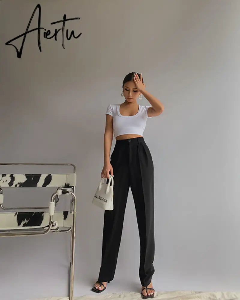 Aiertu Spring New Office Lady High Quality Elegant Casual Fashion Wide Leg Woman Female Pants Hot Sales Aiertu