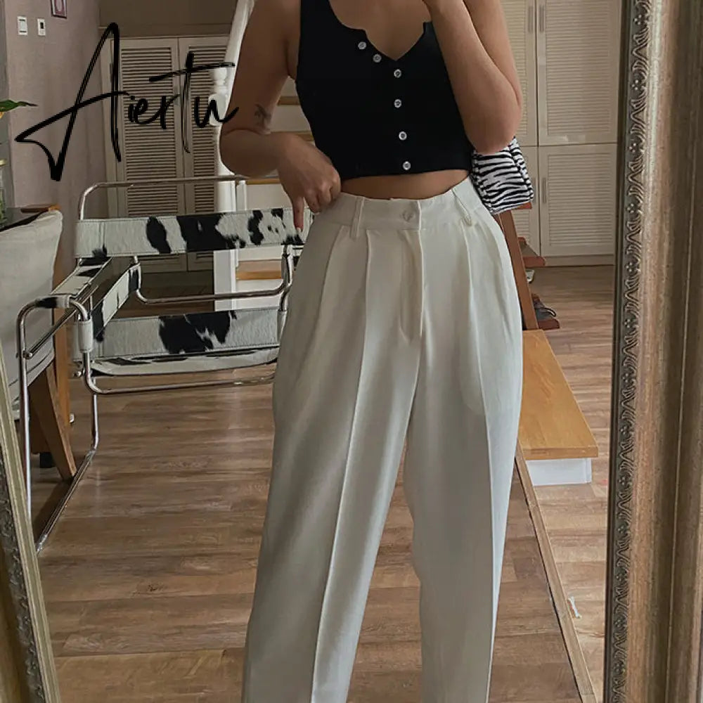 Aiertu Spring New Office Lady High Quality Elegant Casual Fashion Wide Leg Woman Female Pants Hot Sales Aiertu