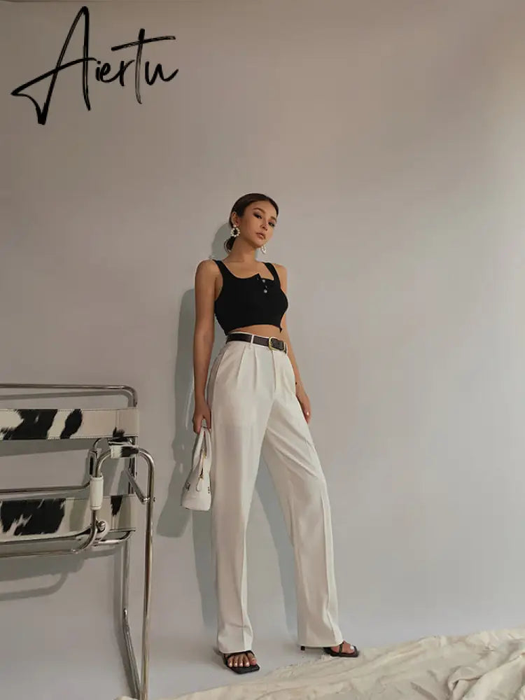 Aiertu Spring New Office Lady High Quality Elegant Casual Fashion Wide Leg Woman Female Pants Hot Sales Aiertu