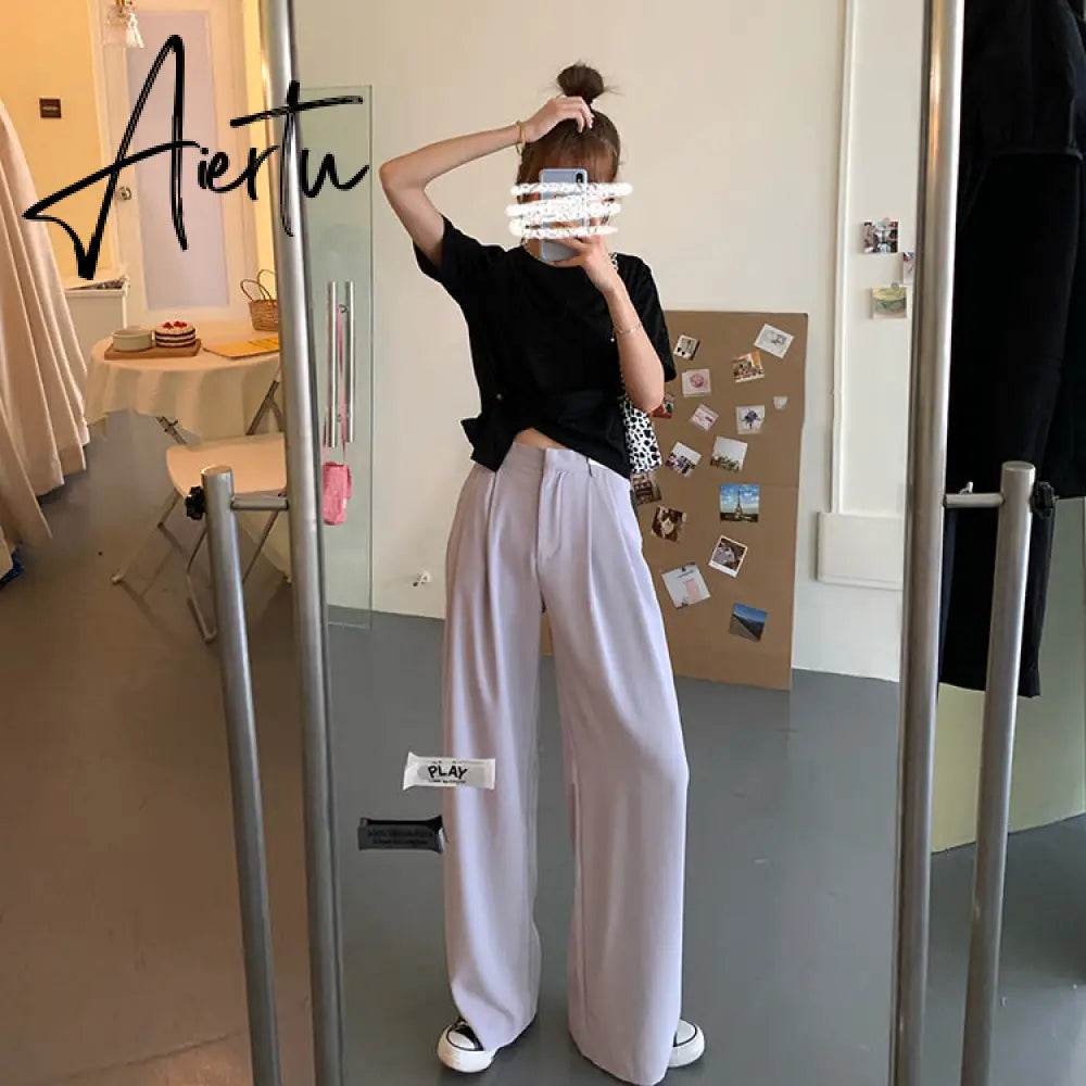 Aiertu Spring New Office Lady High Quality Elegant Casual Fashion Wide Leg Woman Female Pants Hot Sales Aiertu