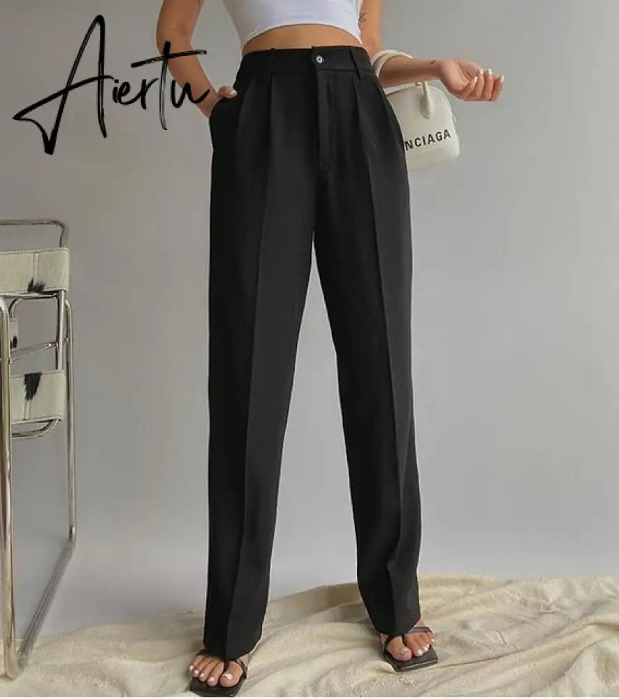 Aiertu Spring New Office Lady High Quality Elegant Casual Fashion Wide Leg Woman Female Pants Hot Sales Aiertu