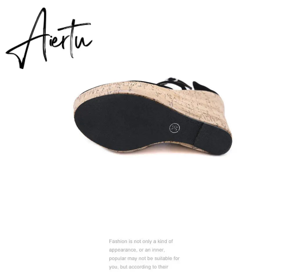 Aiertu Spring Sexy Mary Janes Wedges Platforms Pumps Woman Fetish Heel Round Toe Stripper Buckle Strap Party Wedding Shoes Aiertu