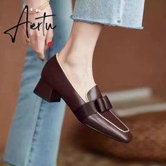 Aiertu Spring Shoes Female British Style New Thick-soled College Style Casual Loafers Genuine Leather Fashion Shoes Girls Aiertu