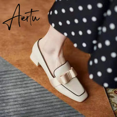 Aiertu Spring Shoes Female British Style New Thick-soled College Style Casual Loafers Genuine Leather Fashion Shoes Girls Aiertu