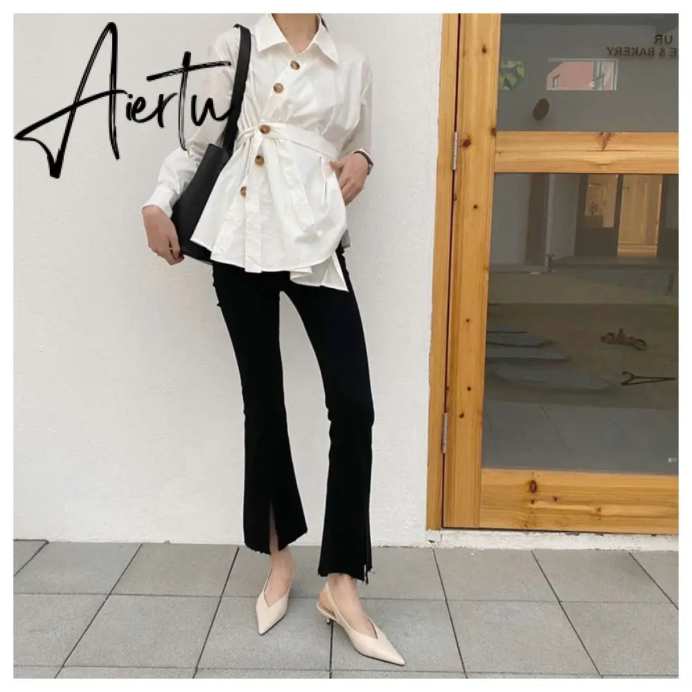 Aiertu Spring Slingback Sandals Low Heel Pumps Shoes Women Elegant Kitten Heel Mules Pointed Toe Wedding Party Shoes zapatos mujer Aiertu