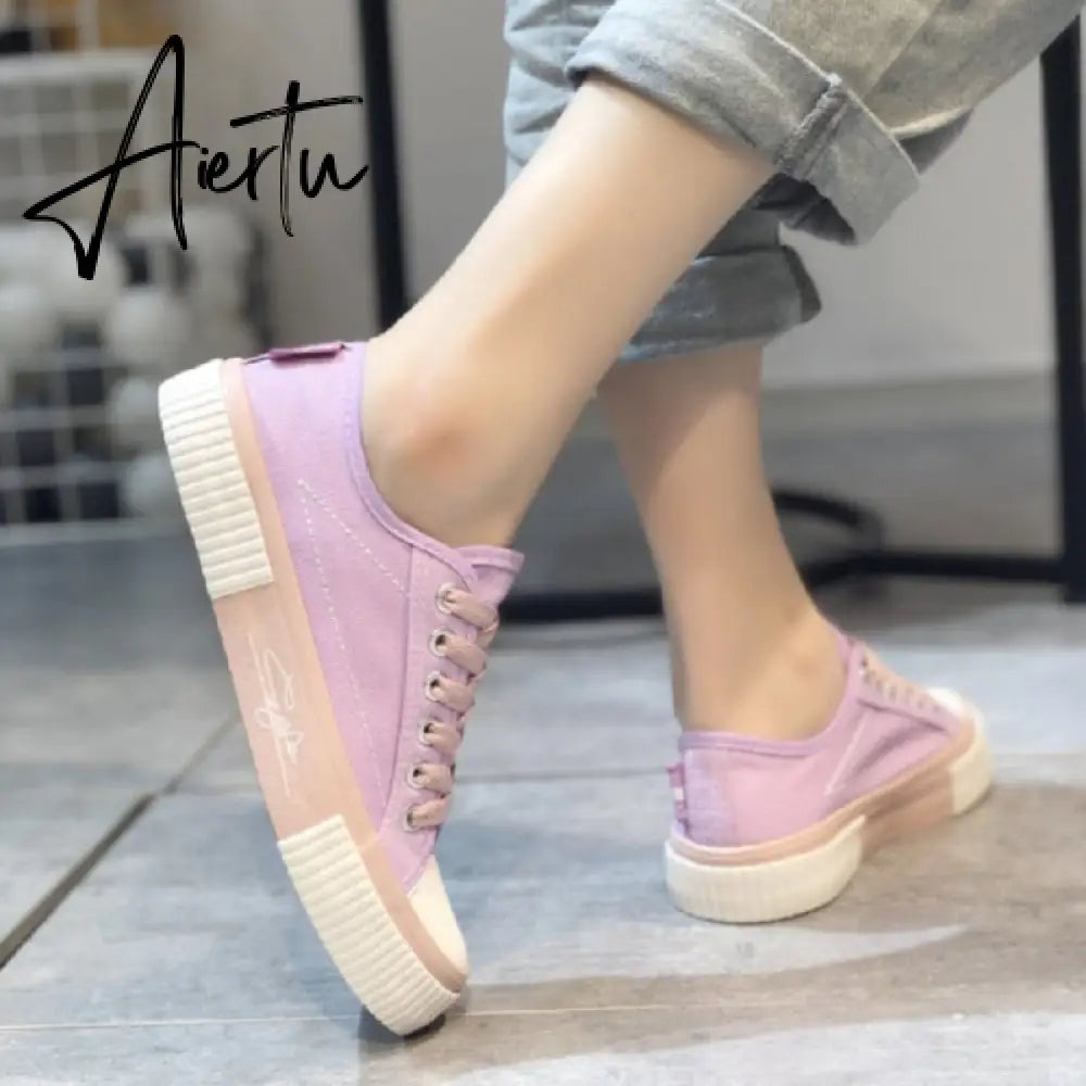 Aiertu Spring Summer Fashion New Bear Women Canvas Shoes High-top Canvas Shoes Lace Up Casual Sneakers Female Off White Shoes Aiertu