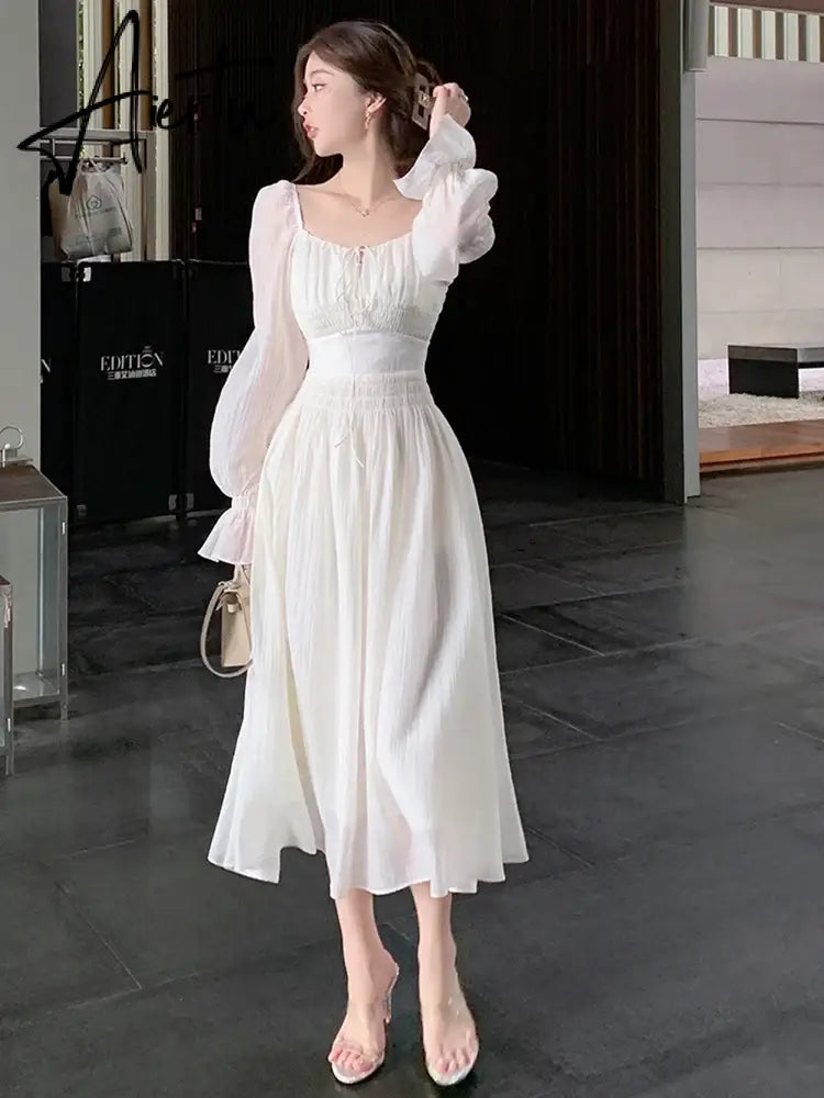 Aiertu Spring Summer New Women Elegant Midi Dresses Party Holiday Backless Prom Mixi Clothes Vestidos Robe Aiertu