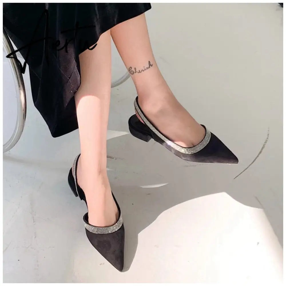 Aiertu Spring  Summmer Slingback Sandals Women Slip On Mule Shoes Fashion Bling Crystal Brand Shallow Elegant Mules Slides Shoes Aiertu