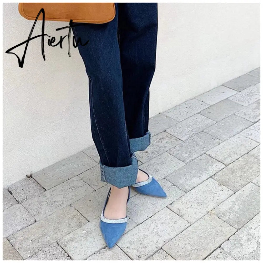 Aiertu Spring  Summmer Slingback Sandals Women Slip On Mule Shoes Fashion Bling Crystal Brand Shallow Elegant Mules Slides Shoes Aiertu