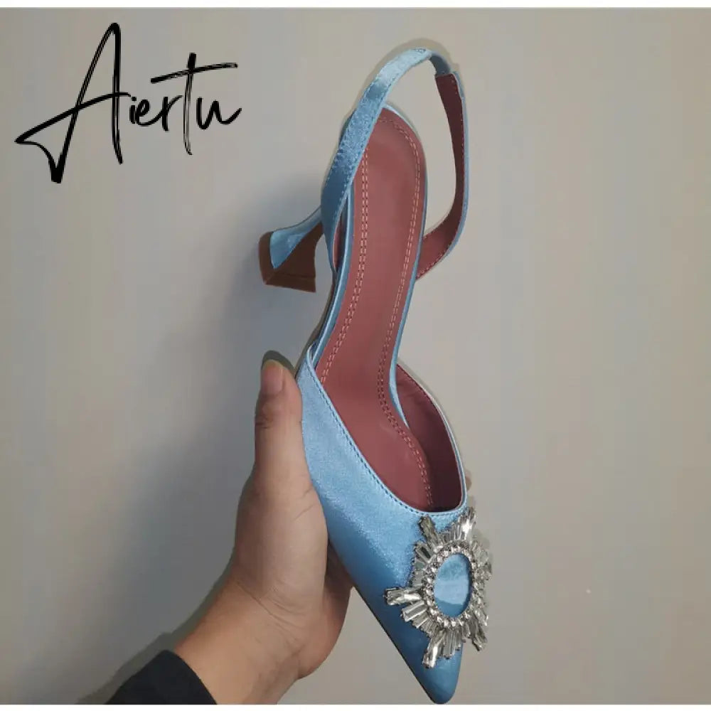 Aiertu Star style Women Sandals Elegant Pointed toe Slingback Summer Office Lady Shoes Fashion High heels Gladiator sandals Woman Aiertu