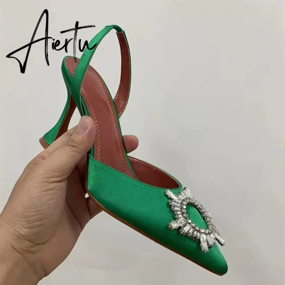 Aiertu Star style Women Sandals Elegant Pointed toe Slingback Summer Office Lady Shoes Fashion High heels Gladiator sandals Woman Aiertu