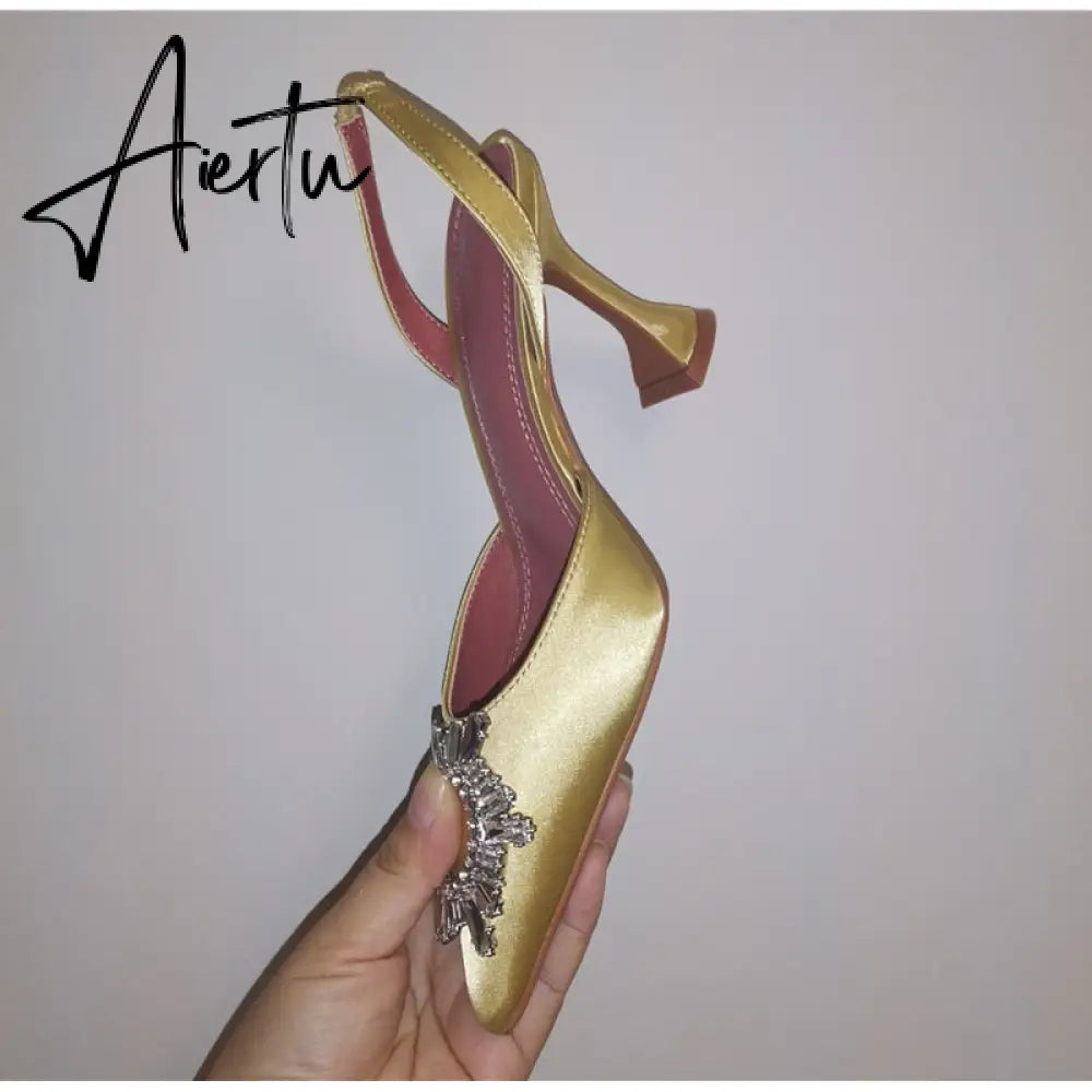 Aiertu Star style Women Sandals Elegant Pointed toe Slingback Summer Office Lady Shoes Fashion High heels Gladiator sandals Woman Aiertu