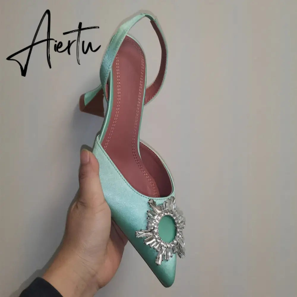 Aiertu Star style Women Sandals Elegant Pointed toe Slingback Summer Office Lady Shoes Fashion High heels Gladiator sandals Woman Aiertu
