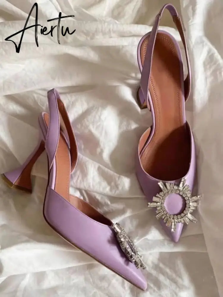 Aiertu Star style Women Sandals Elegant Pointed toe Slingback Summer Office Lady Shoes Fashion High heels Gladiator sandals Woman Aiertu